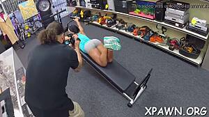 Bimbo Is Having Sex In Shop With Rough Blowjob And Sucking