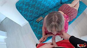 My stepsister got my dick instead of candy, cumming in her mouth!