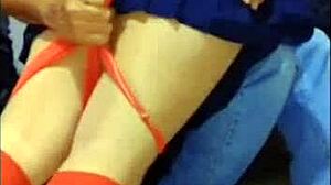 Watch this cute young student get her skirt lifted and ass fucked in homemade amateur scene