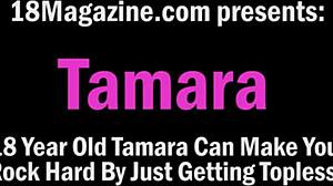 18 year old Tamara gets nude outdoors, showing big natural tits