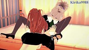 Shizuma Hanazono and Nagisa Aoi in Intense Lesbian Hentai Play