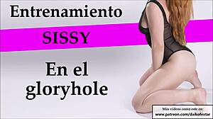 Watch this sissy get intense gloryhole training with dildos, strapons, and cum!