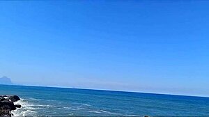 African couple enjoys amateur creampie sex on beach