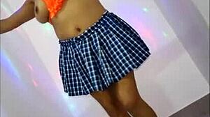 Sexy student flirts with her English teacher on camera