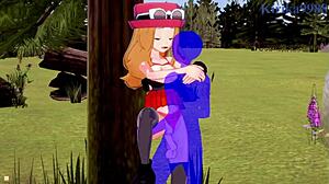 Feel the intense passion as Serena and Bea Saito experience creampie sex with the old man in Pokémon hentai.