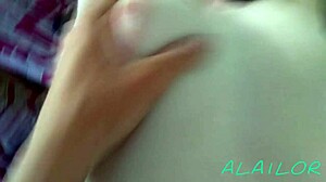 Damn, small slut step sister fucks hard! Cum splashes on her tits.