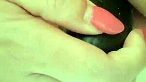 Horny Babe Craves Cucumber Deep in Her Pussy!