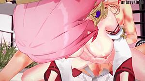 yae miko from genshin impact gets fucked with ahegao expression in 3d anime hentai