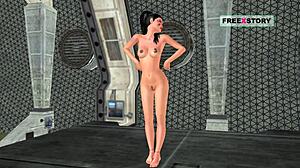 this indian girl in the 3d cartoon is trying all sorts of sex poses and masturbating with a banana