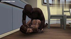 I caught my gorgeous teen roommate naked smoking and got horny, fucking her in the kitchen with my big black cock