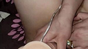 Latina amateur uses big dildo on her ass and tits