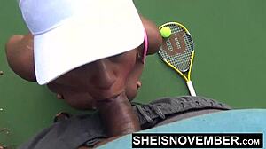 HD MsNovember's Cute Ebony Face Gripping Huge Natural Breasts