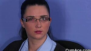 kinky honey gets jizz shot on her face sucking all the ejaculate in a blowbang bukkake