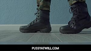 Teen MILF Enjoys Free Use Pussy Play in Military Camp Fantasy