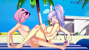 I watch Yagy and Hibari in lesbian hentai play
