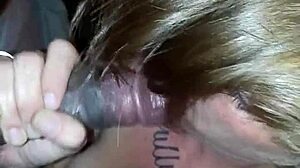 White bitch calls for big black cock in ghetto blowjob scene