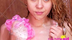 real teen skinny blonde enjoys a relaxing shower after casting