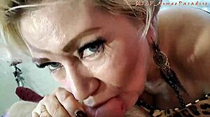 Watch Aimee the hot MILF spit on this cock in POV blowjob action?