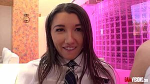 Petite Maya Woulfe Fingers Her Tight Pussy And Gets Fucked