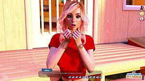 Fat curvy teen masturbating in shower, monster cock outfit.