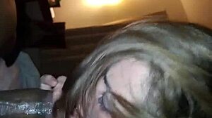 White bitch calls for big black cock in ghetto blowjob scene