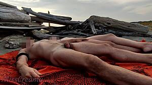 French Stepmom and Stepson Jerk Off on Greek Nudist Beach