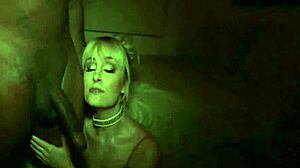 Rich brunette gives blowjob in missionary and cowgirl interracial sex