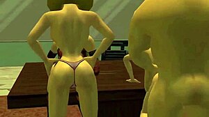 Redhead Big Tits Rides Anal in Bonetown Vacation