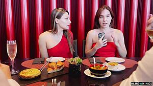 Pretty girl gets fucked by two guys after her friend leaves the date, then neighbor joins