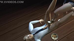 naughty classmate sucking teacher in alien game with monster