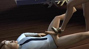 naughty classmate sucking teacher in alien game with monster