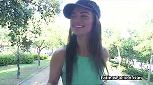 Perky Latina dives deep for cash in casting