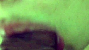 blowjob close-up, sweet and slow, slobbery finish with cum swallowed whole.