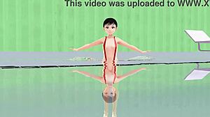 Hey, see this anime girl in a tiny 18+ micro bikini with nip slip!