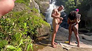 i and my friend took the hot black girl to the waterfall and fucked her