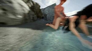 Emilia's Playroom Hentai Game Episode 2: Curvy Girl Fucked on Public Beach and Pool