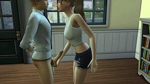 naughty classmate sucking teacher in alien game with monster