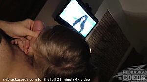 I fucked a hot teen 18+ in white lace bra, giving her first blowjob and cum in mouth during casting.