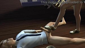 naughty classmate sucking teacher in alien game with monster