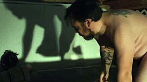 Lonely wife deepthroats in jacuzzi, bent over for swallow