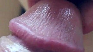 blowjob close-up, sweet and slow, slobbery finish with cum swallowed whole.