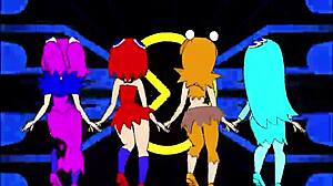 Pacman ghost girls perform dance in three phases at 1080p