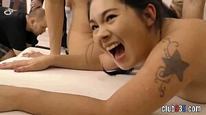 Teens intensely eat each other out while waiting to get fucked in this hardcore orgy