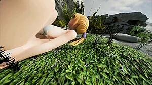 Emilia's Playroom Hentai Game Episode 2: Curvy Girl Fucked on Public Beach and Pool