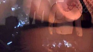Lonely wife deepthroats in jacuzzi, bent over for swallow