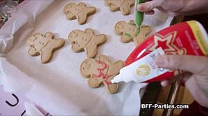 xmas baking turns into cock sharing foursome with girlfriends and friends