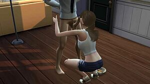 naughty classmate sucking teacher in alien game with monster