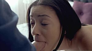 Scarlett's light skin ebony pussy creampied by white cock!