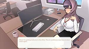 my boss reveals perfect cleavage and teases me in tsundere milf hentai game