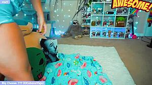 cute nerdy girl explores her body with toys on webcam